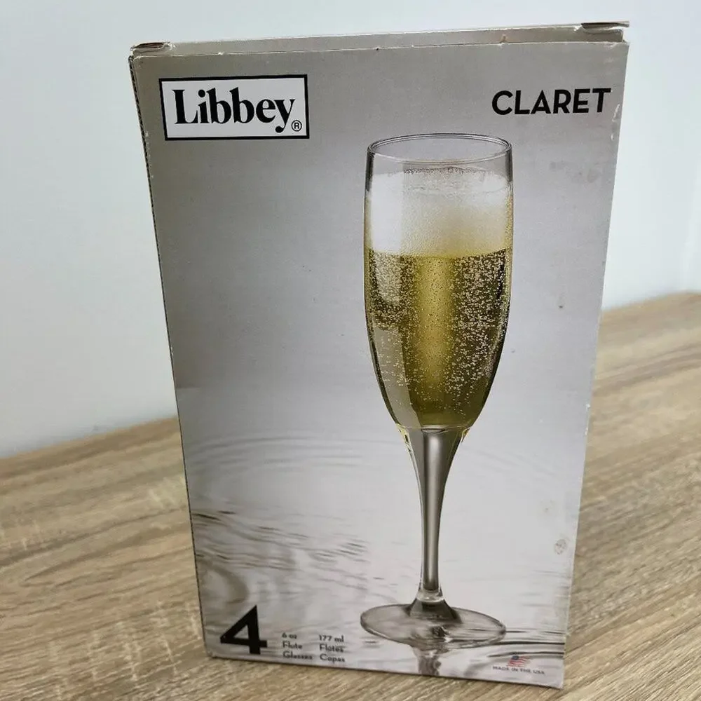 Libbey Champagne Glasses Claret Style NIB - Picture 3 of 7